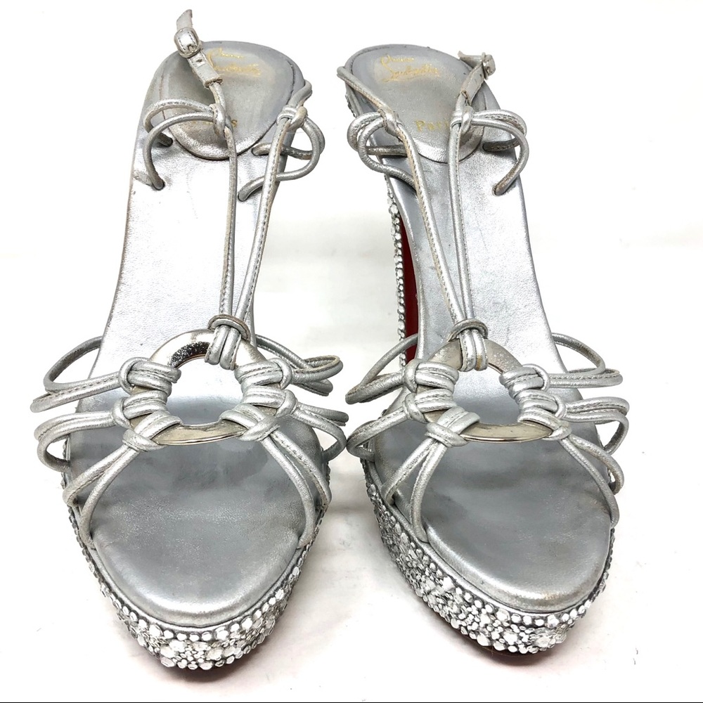 ✨LOUBOUTIN✨ OMG!! Strass Silver “Discolilou”  37.5 - Picture 2 of 8